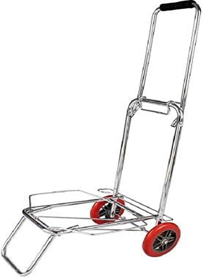Portible Collapsible 2-Wheel Silver Luggage Cart Trolley for Travel, Office & Home | Portable Foldable Hand Truck with Telescopic Handle Lightweight Durable Utility Dolly Suitcases, Boxes Heavy Bags - Image 3